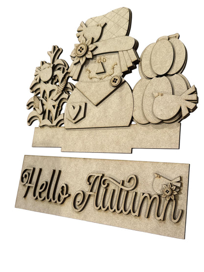DIY Hello Autumn Interchangeable Window Insert Kit, Window Harvest, Scarecrow
