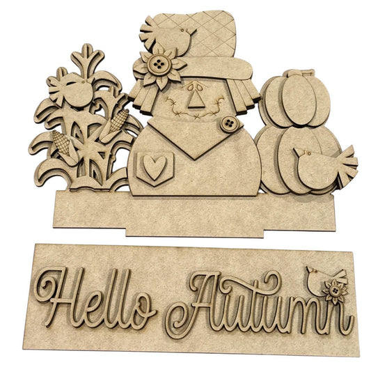 DIY Hello Autumn Interchangeable Window Insert Kit, Window Harvest, Scarecrow
