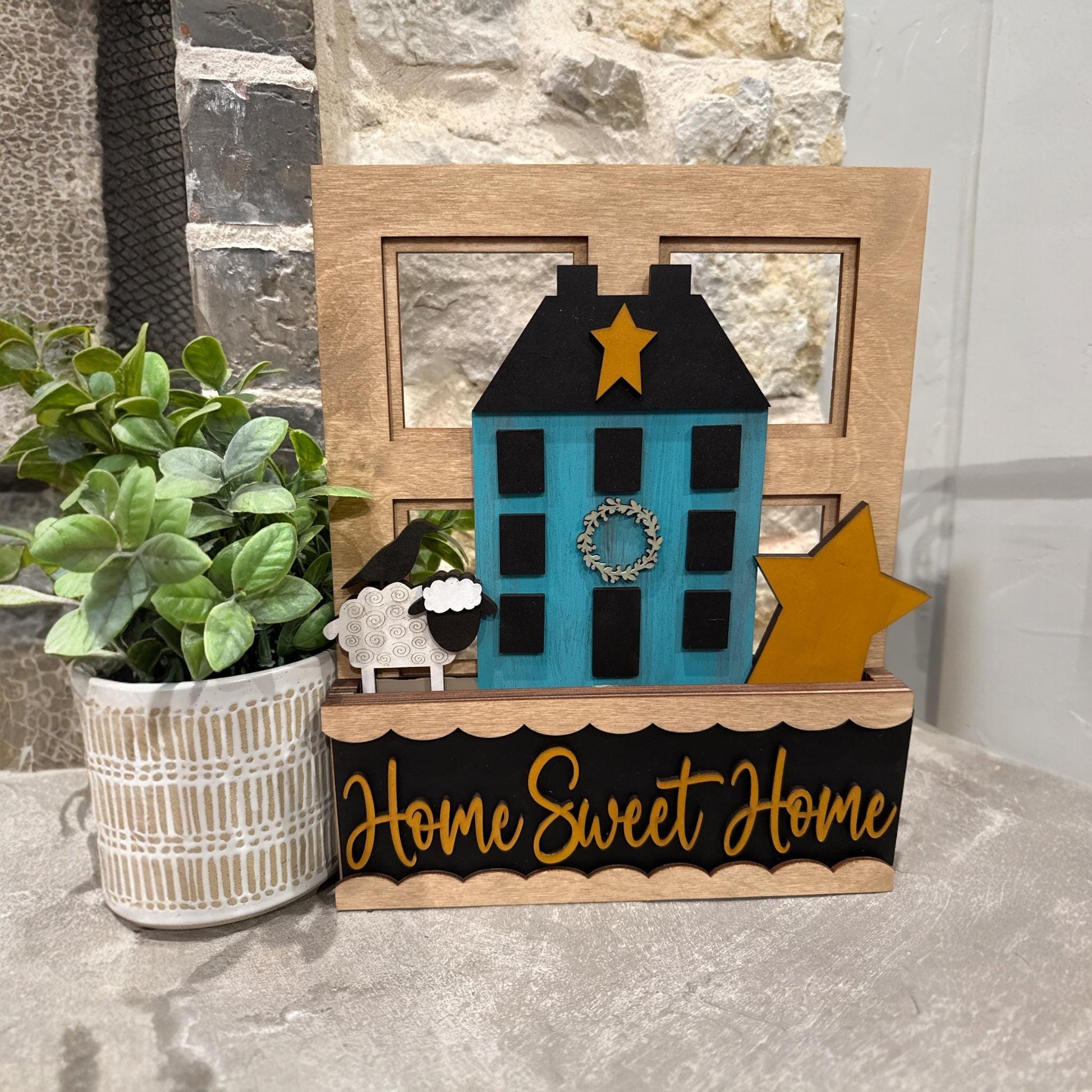 Home Sweet Home Window Insert: Interchangeable Summer Watermelon Insert, Window Insert Only, Primitive
