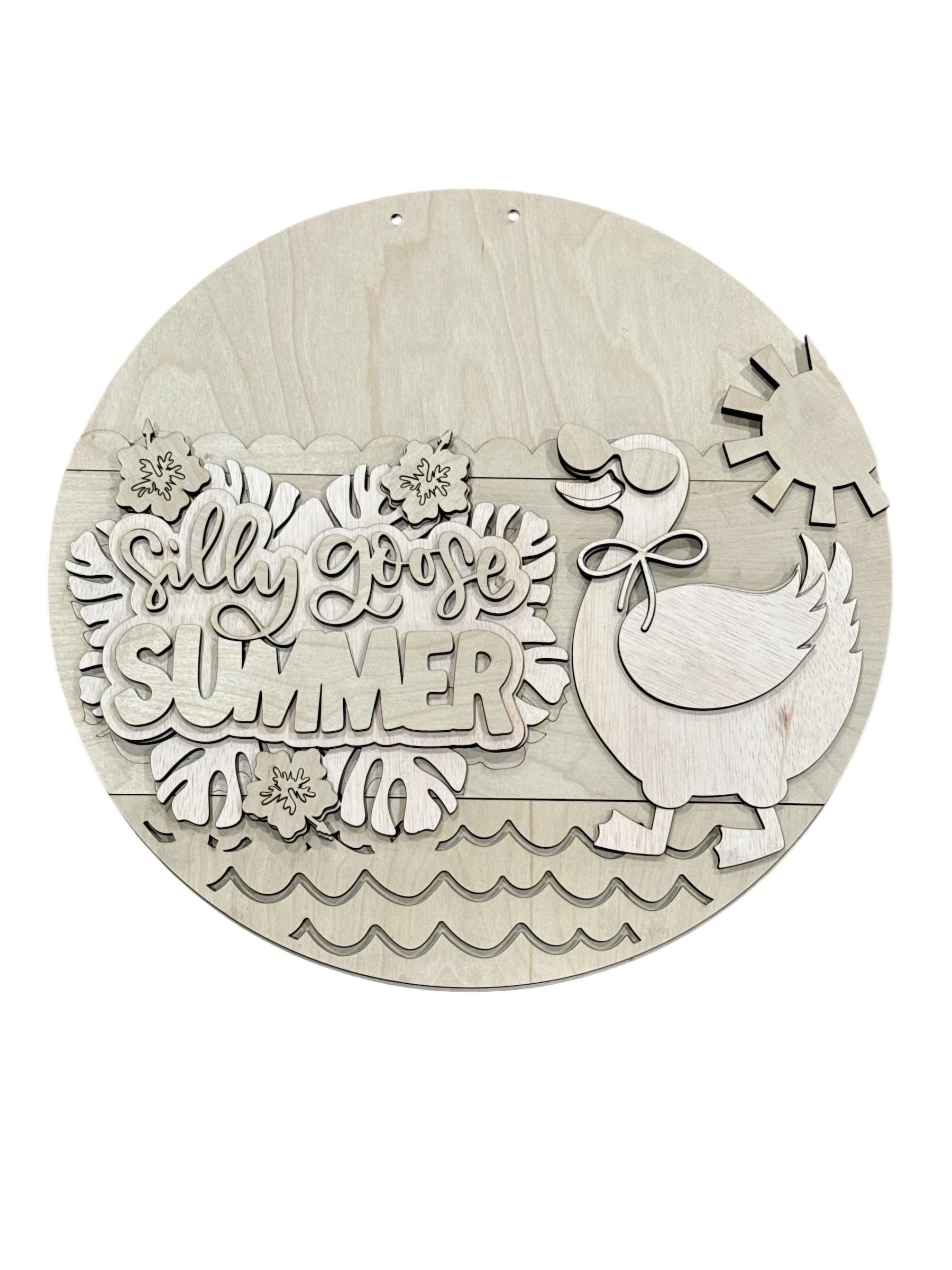 DIY Hello Summer Goose Door hanger, Unfinished Wooden Door Hanger: Unfinished, Goose, Summer Goose Door Hanger, Paint Party