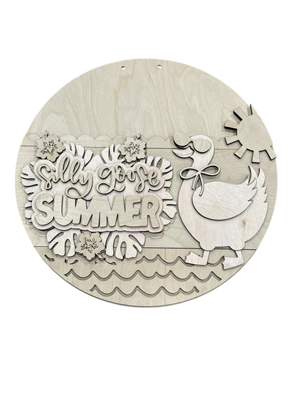 DIY Hello Summer Goose Door hanger, Unfinished Wooden Door Hanger: Unfinished, Goose, Summer Goose Door Hanger, Paint Party