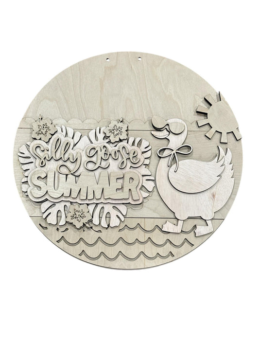 DIY Hello Summer Goose Door hanger, Unfinished Wooden Door Hanger: Unfinished, Goose, Summer Goose Door Hanger, Paint Party