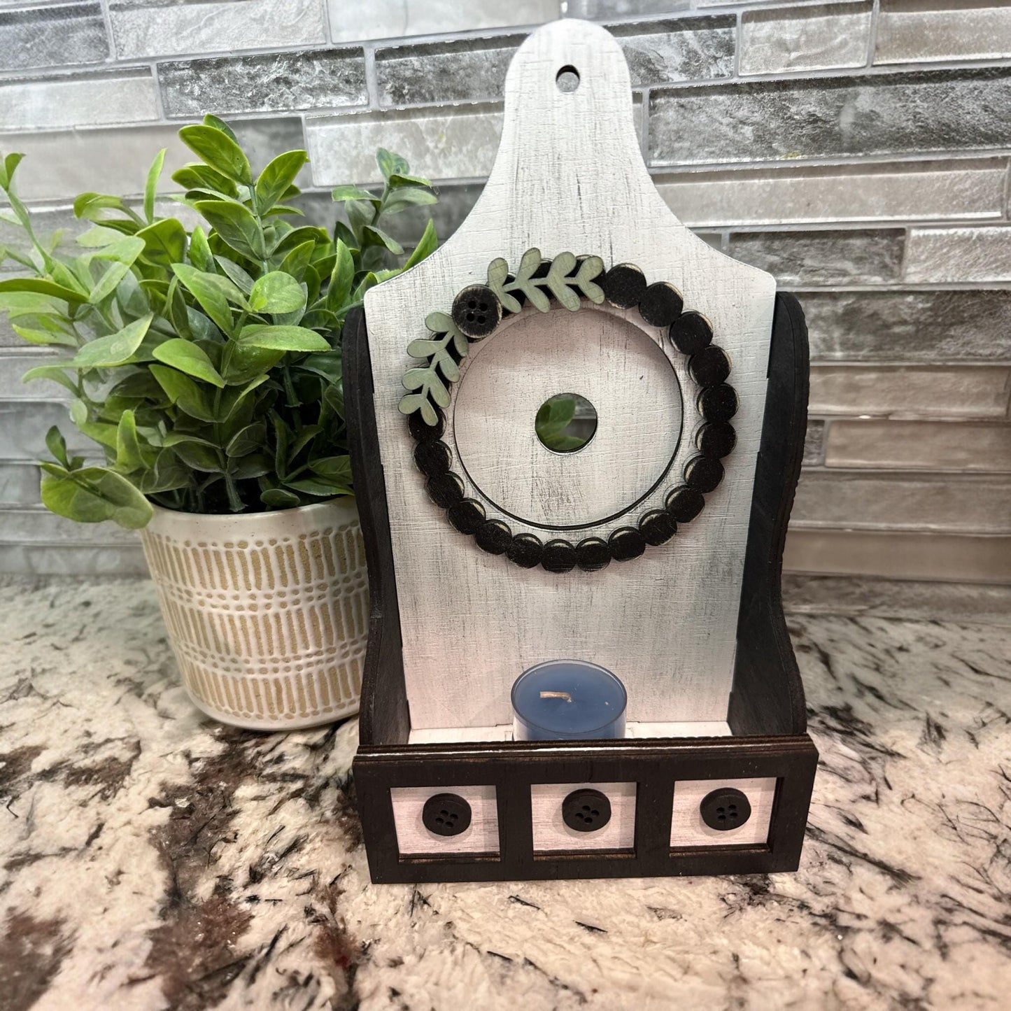 DIY Interchangeable Shaker Box Tealight, Votive Holder, 3" Round Insert Frame, Home Decor, Mantle Decor