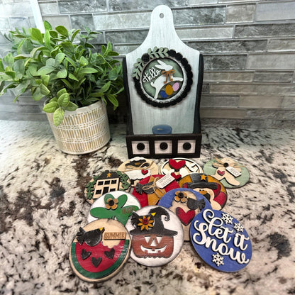 DIY Interchangeable Shaker Box Tealight, Votive Holder, 3" Round Insert Frame, Home Decor, Mantle Decor