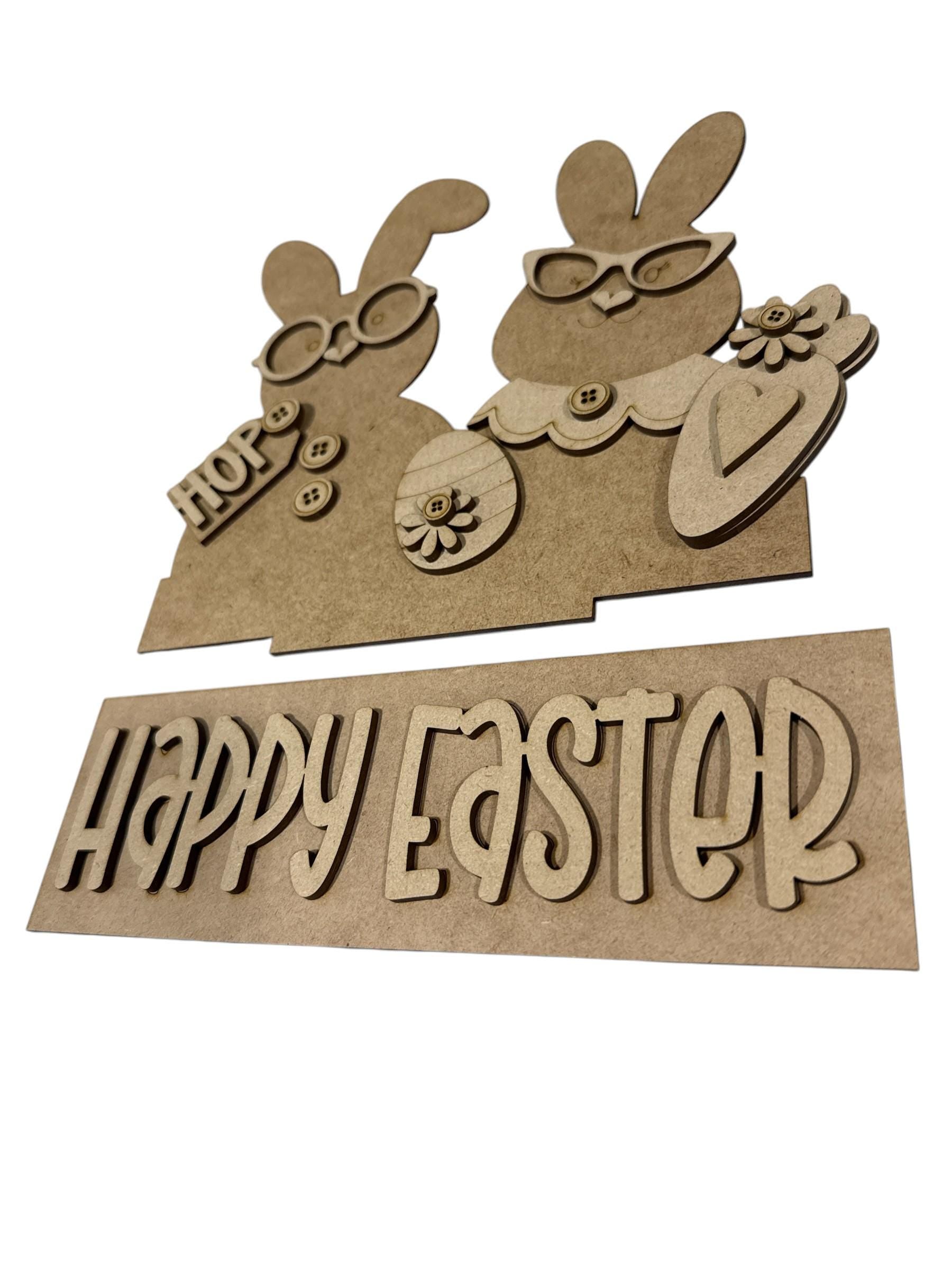DIY Happy Easter, Interchangeable Window Insert Kit, Easter Bunny with Carrots