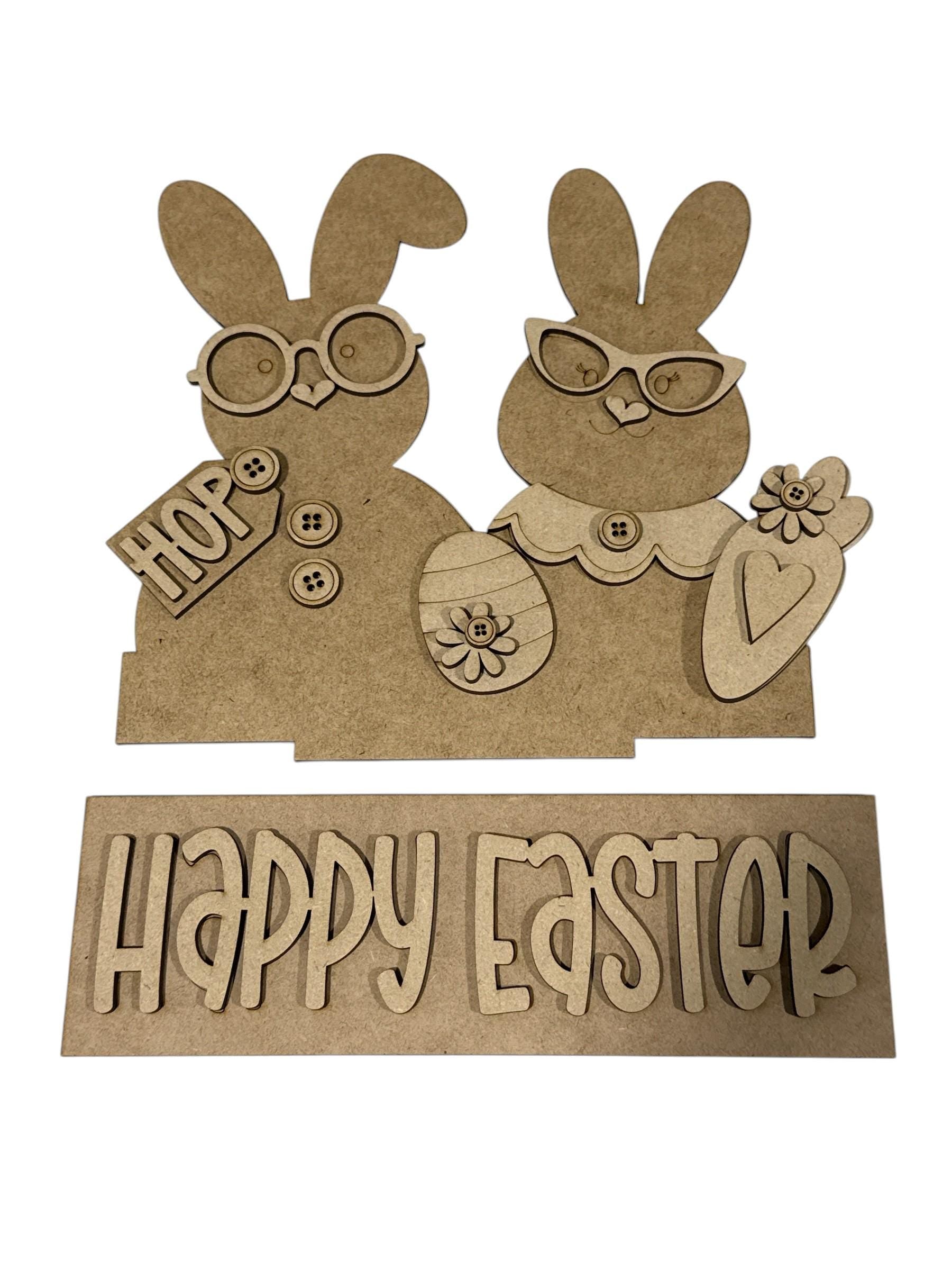 DIY Happy Easter, Interchangeable Window Insert Kit, Easter Bunny with Carrots
