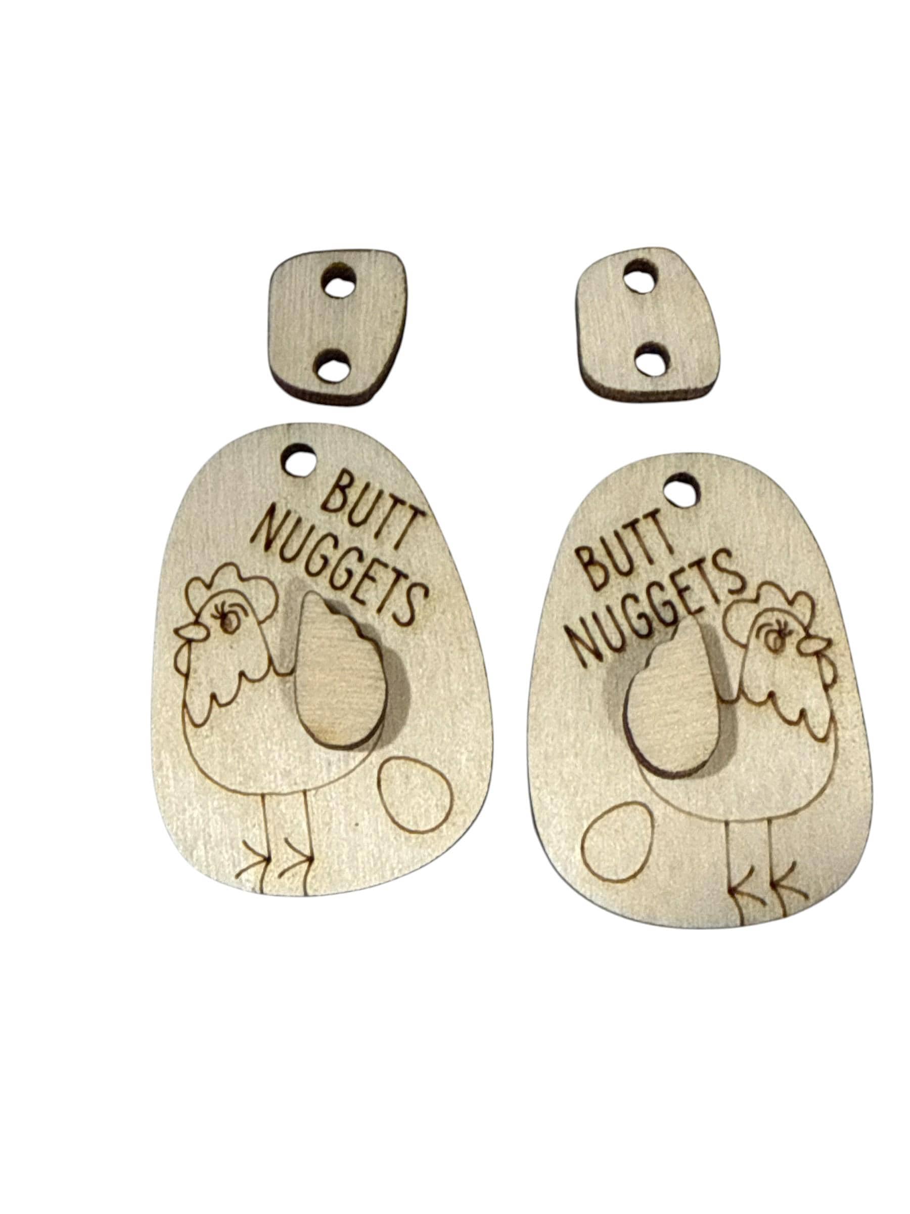 DIY Chicken Butt Nugget Wooden Earrings: Unfinished Craft Blanks, Chicken Earrings