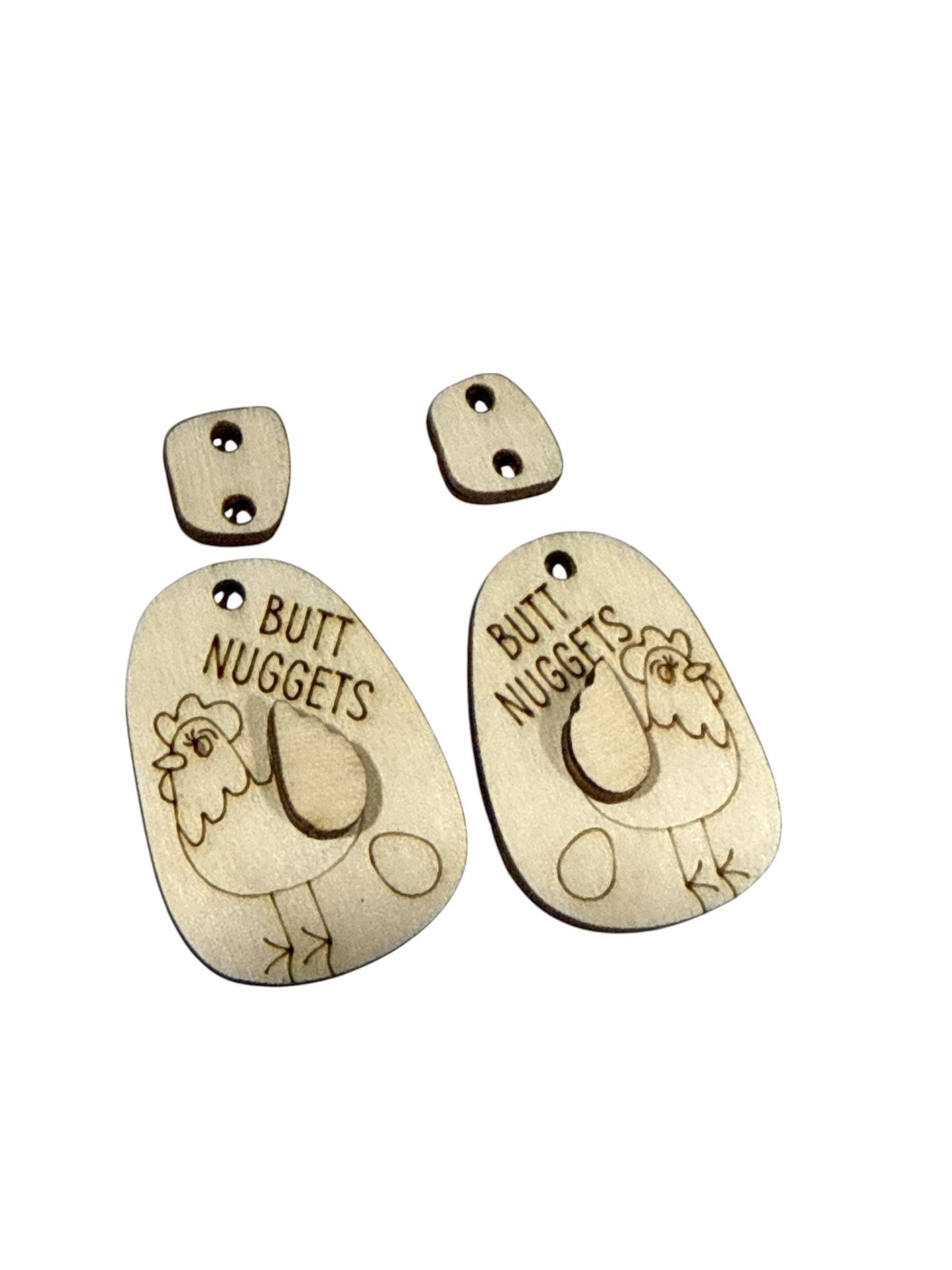 DIY Chicken Butt Nugget Wooden Earrings: Unfinished Craft Blanks, Chicken Earrings