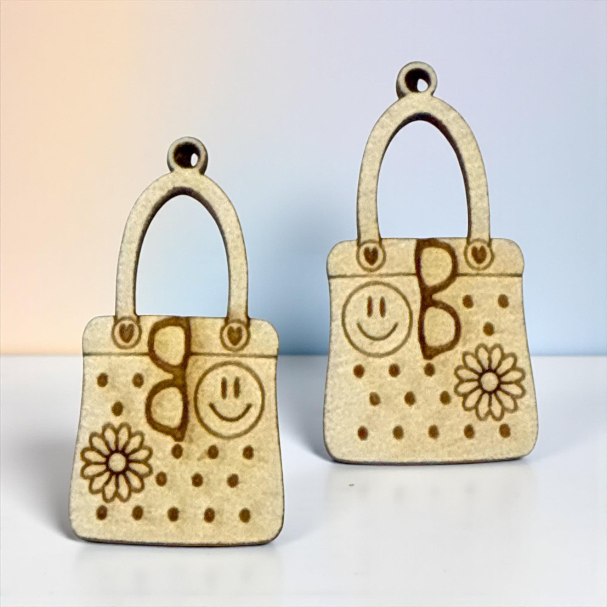DIY Beach Life Wooden Earrings: Unfinished Craft Blanks, Beach Bag
