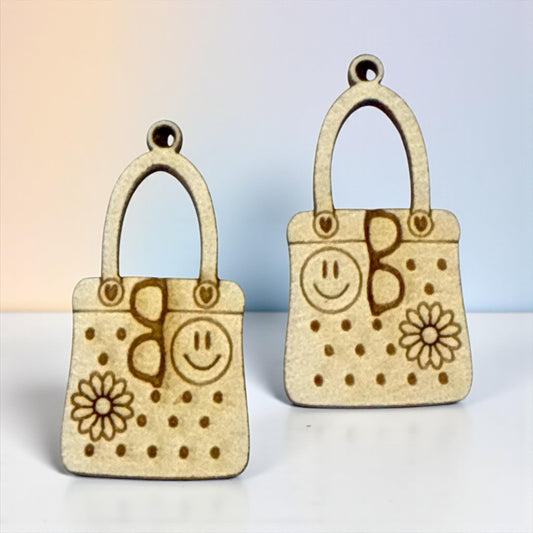 DIY Beach Life Wooden Earrings: Unfinished Craft Blanks, Beach Bag