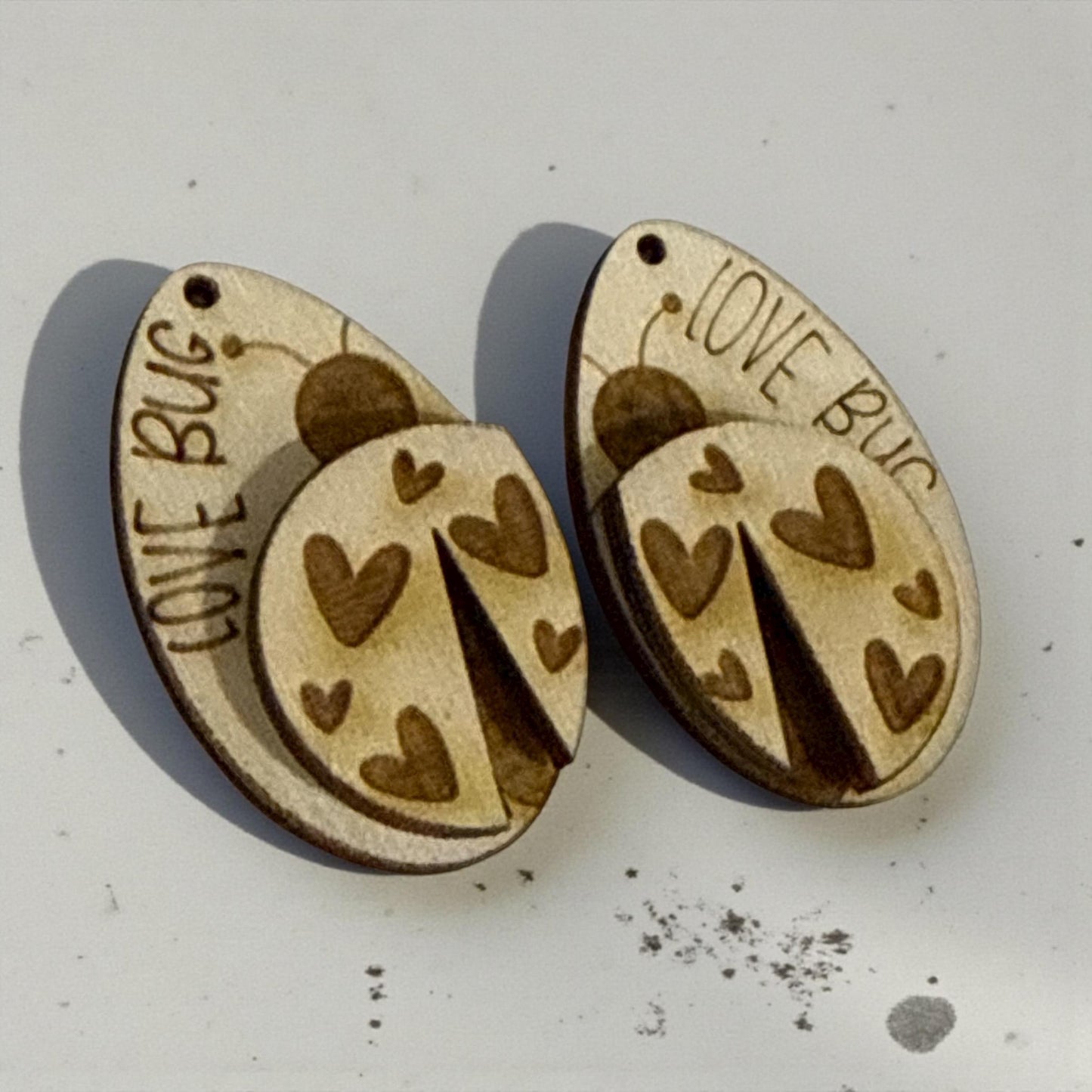 DIY Lady Bug Earrings, Unfinished Birch Wood, Craft Supply, bug earrings
