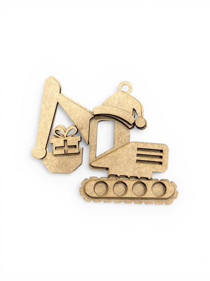 DIY Construction Ornament Bundle Set, Unfinished Tractor, Concrete Truck, Holiday Ornaments, Unfinished Farm Equipment