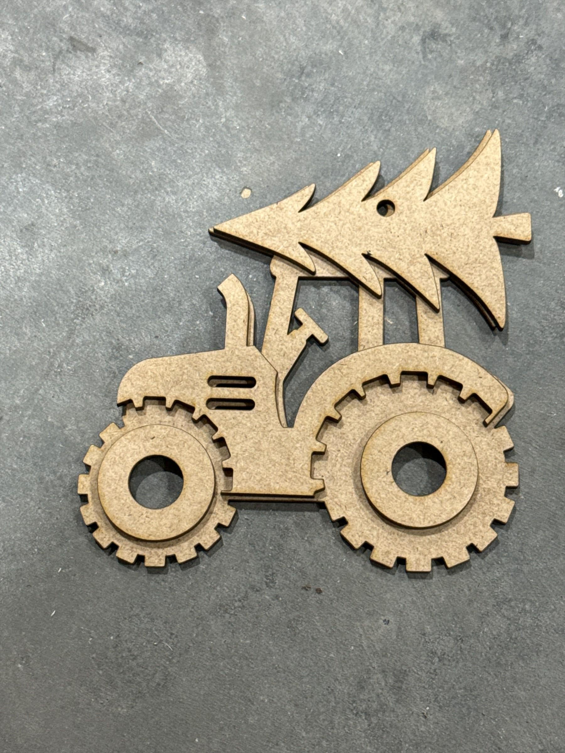 DIY Construction Ornament Bundle Set, Unfinished Tractor, Concrete Truck, Holiday Ornaments, Unfinished Farm Equipment
