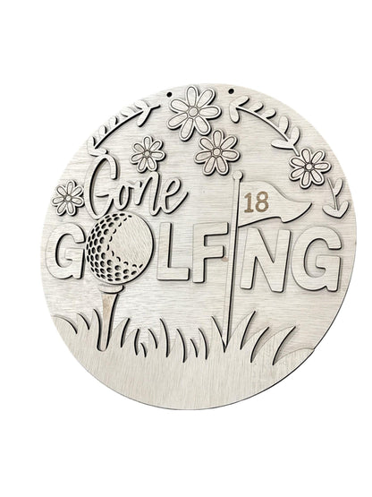 DIY Golf Wooden Door Hanger: Golf Lovers, Unfinished, Golf with Flowers, Gone Golfing