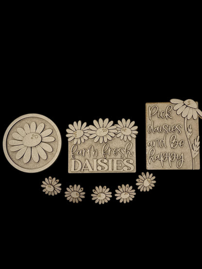 DIY Spring Daisies Tiered Tray: DIY Family Decor, Mini Signs, Home Tiered Tray Signs, Welcome Unfinished, Flowers Tiered Tray