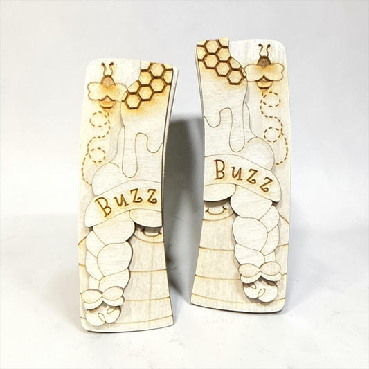 DIY Buzz Bee Wood Flower Gnome Hair Clip Pieces: Unfinished Laser Cut Blanks, Bee Lovers