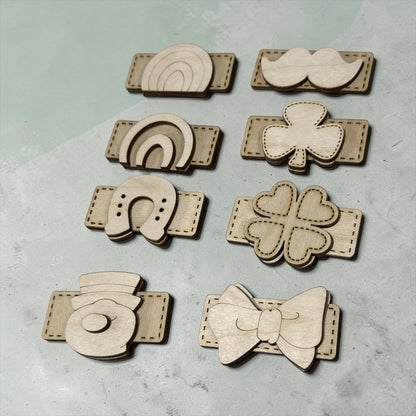 DIY St. Patrick's Kids Hair Blank Hair Clip Pieces, Wood is Ready to Paint, Toddler, Clover, St. Patrick's