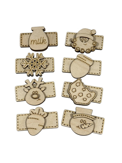 DIY Single Christmas Kids Hair Blank Hair Clip Pieces, Wood is Ready to Paint, Children, Toddler Clips, Holiday, Santa, Milk