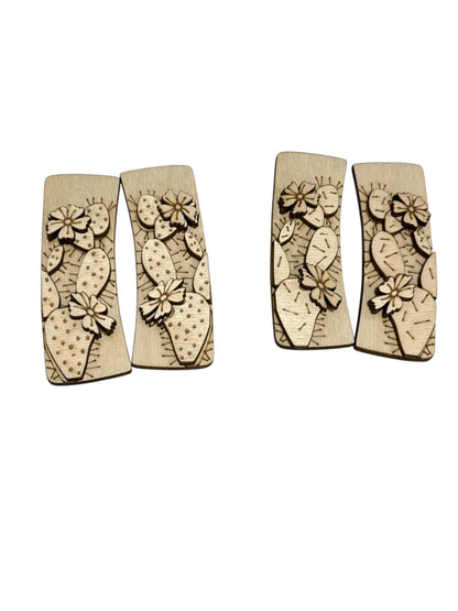 DIY Cactus Flower Hair Clip Pieces: Unfinished Laser Cut Blanks, Cactus Flowers, Cactus
