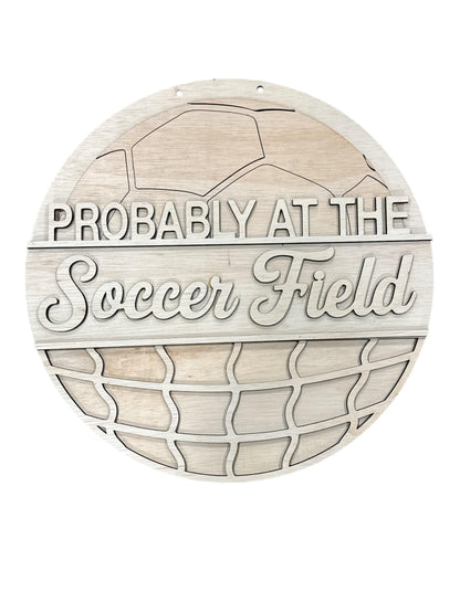 DIY Probably at the Soccer Field, Unfinished Wooden Door Hanger: Unfinished, Soccer, Soccer Door Hanger