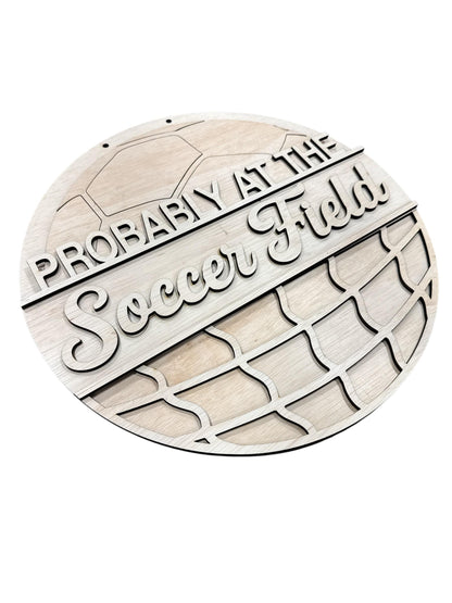 DIY Probably at the Soccer Field, Unfinished Wooden Door Hanger: Unfinished, Soccer, Soccer Door Hanger