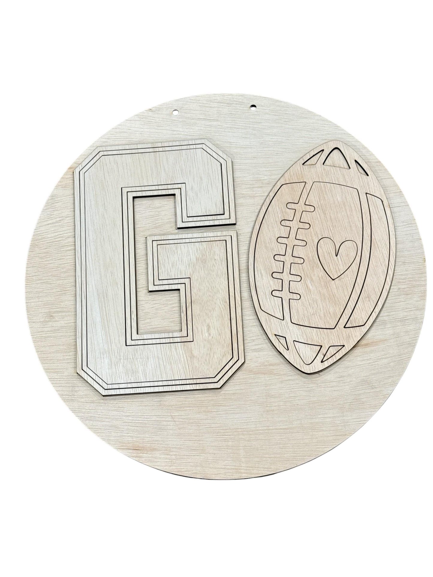 DIY GO Football Door hanger, Unfinished Wooden Door Hanger: Unfinished, Football, Sports Lover Door Hanger