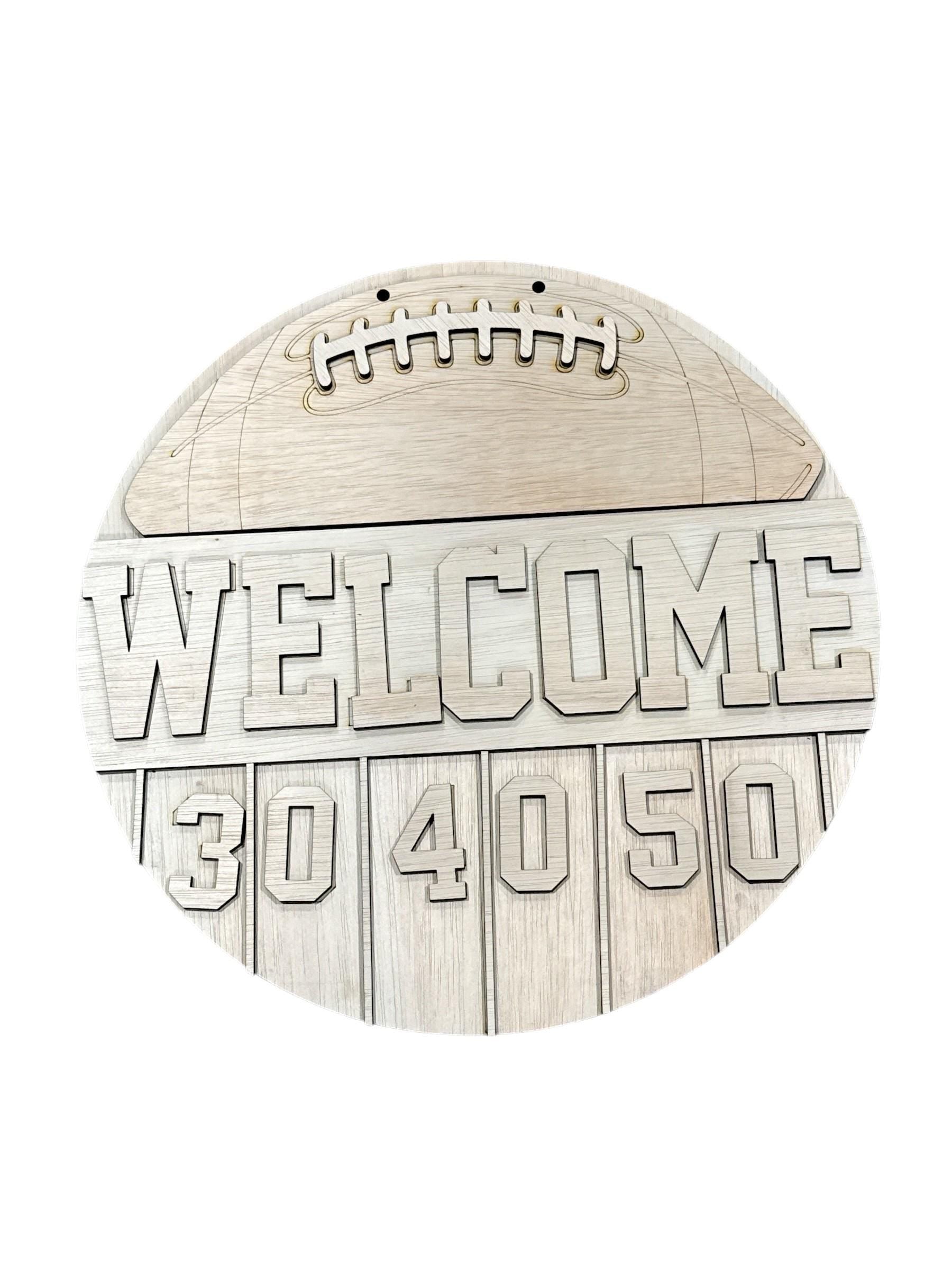 DIY Welcome Football, Unfinished Wooden Door Hanger: Unfinished, Football, Football Door Hanger, Sports Door hanger