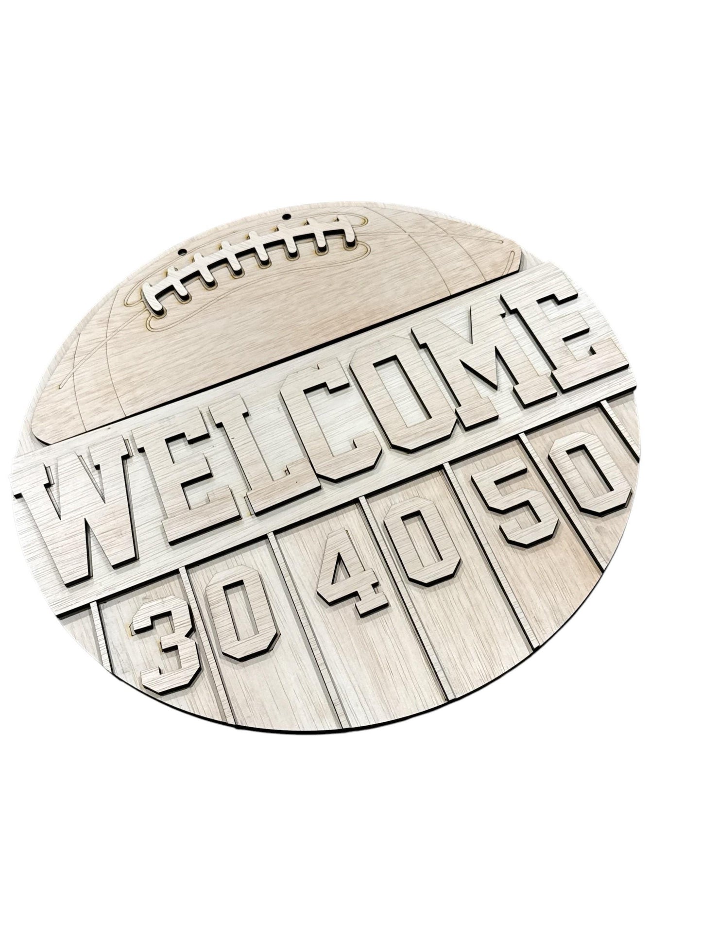DIY Welcome Football, Unfinished Wooden Door Hanger: Unfinished, Football, Football Door Hanger, Sports Door hanger