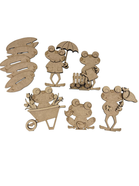 DIY Spring Frog Shelf Sitter, Kids, Shelf Sitters, Tiered Tray, Crafting, Unfinished Wood, Frogs