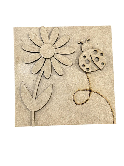 DIY Lady Bug Squares, DIY Ladder Inserts, Lady Bug, Ladder Inserts Craft, Paint Your Own, Spring, Lady Bug Squares, 4.25" and 4.5"