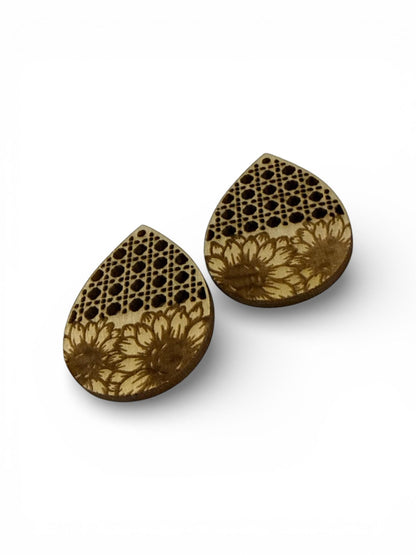 DIY Rattan Sunflower Wooden Earrings: Unfinished Craft Blanks, Flowers bundle,Singles