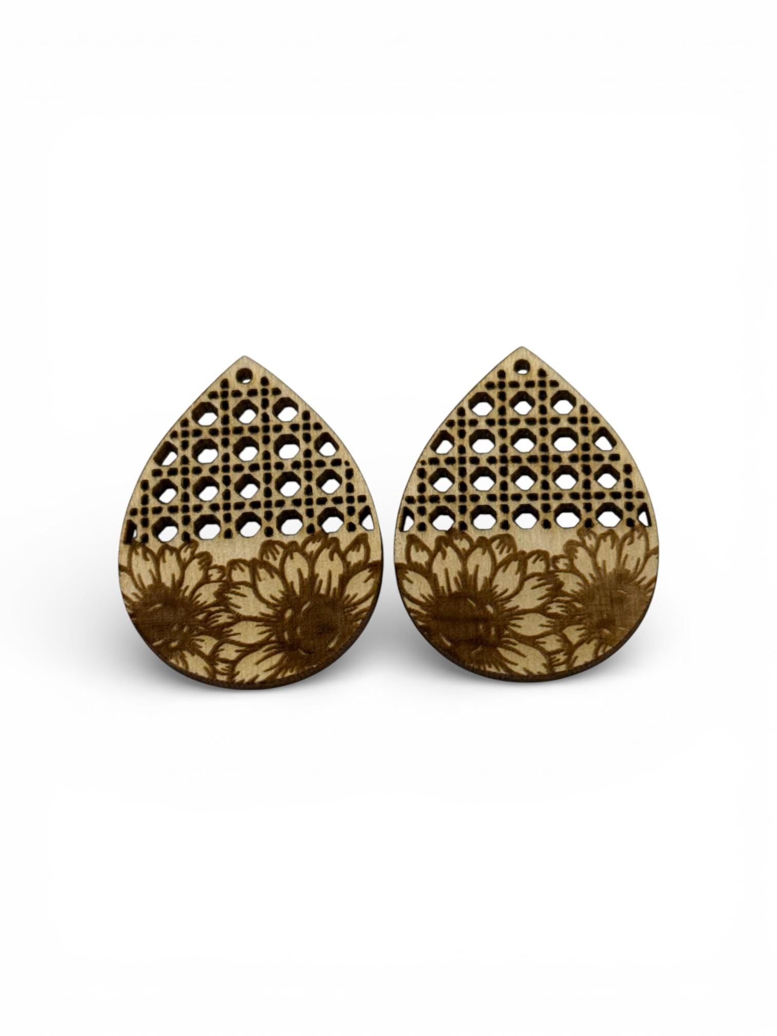 DIY Rattan Sunflower Wooden Earrings: Unfinished Craft Blanks, Flowers bundle,Singles