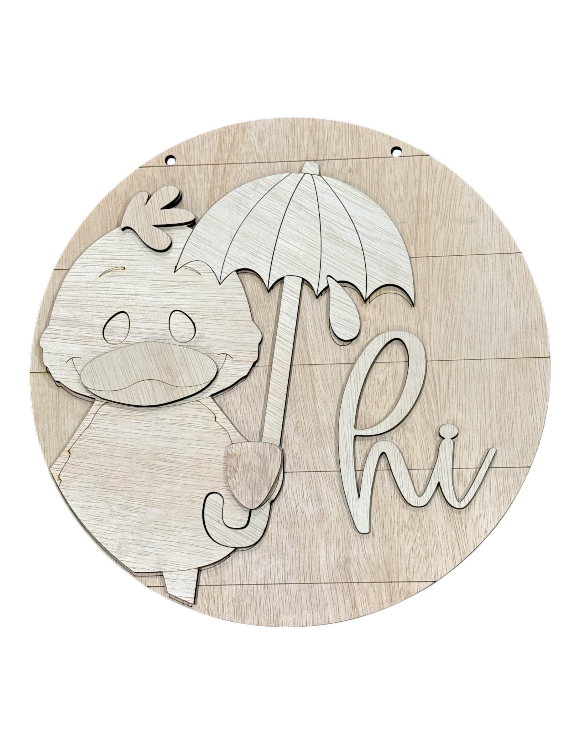 DIY Hi Duck Door hanger, Unfinished Wooden Door Hanger: Unfinished, Duck Spring, Duck Umbrella Door Hanger