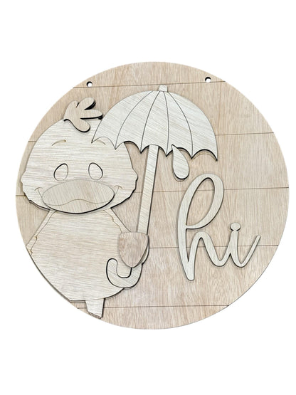 DIY Hi Duck Door hanger, Unfinished Wooden Door Hanger: Unfinished, Duck Spring, Duck Umbrella Door Hanger
