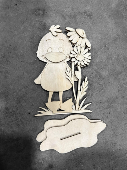 DIY Spring Daisy Duck Shelf Sitter, Kids, Shelf Sitters, Duck Spring, Crafting, Unfinished Wood, Umbrella, Spring Duck, Flower, Cute Duck