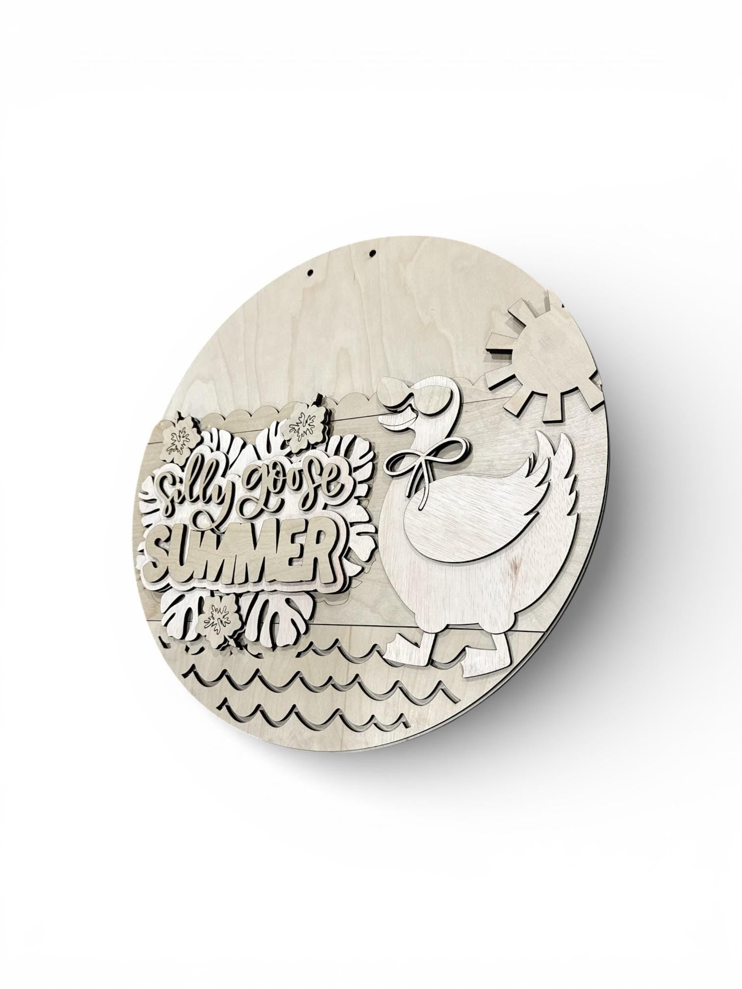 DIY Hello Summer Goose Door hanger, Unfinished Wooden Door Hanger: Unfinished, Goose, Summer Goose Door Hanger, Paint Party