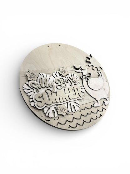 DIY Hello Summer Goose Door hanger, Unfinished Wooden Door Hanger: Unfinished, Goose, Summer Goose Door Hanger, Paint Party