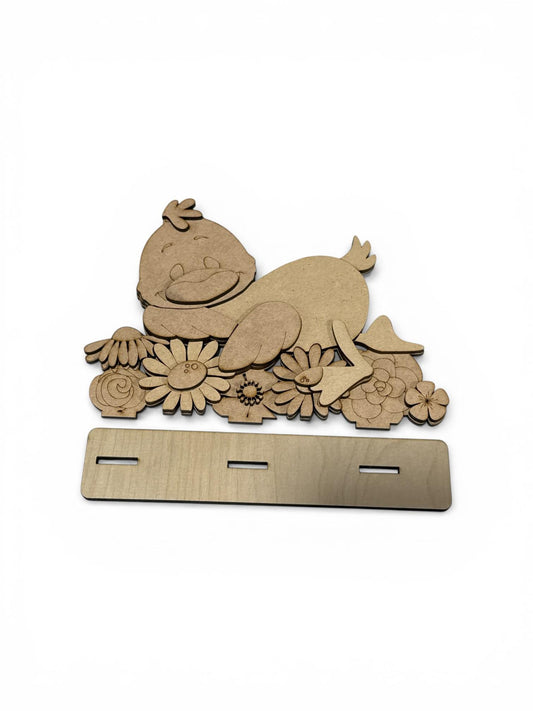 Duck Spring Laying Flower Standing, Shelf Sitter, Bench Sitter, Duck with Flowers, Spring Duck, DIY, Unfinished, Paint Party