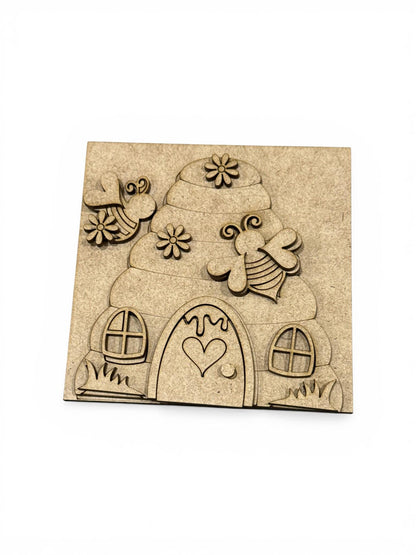 DIY Honey Bee Squares, DIY Ladder Inserts, Honey Bee, Ladder Inserts Craft, Paint Your Own, Spring, Bee Squares, 4.25"