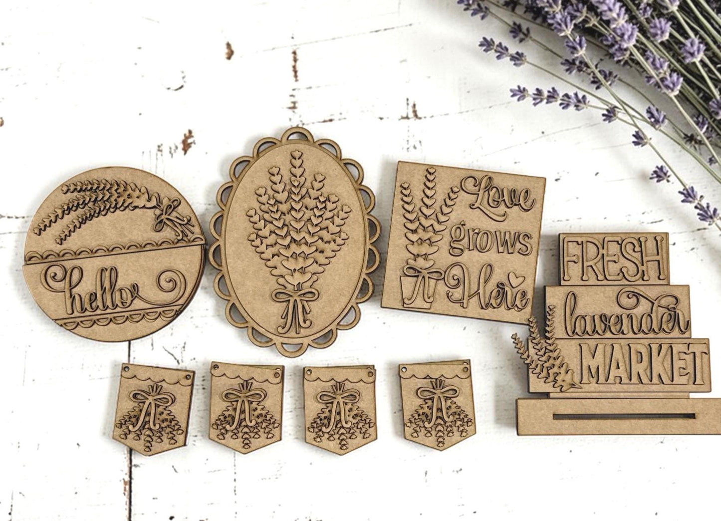 DIY Lavender Tiered Tray, Unfinished Spring Tiered Tray, Kitchen Decor, Mantle Decor