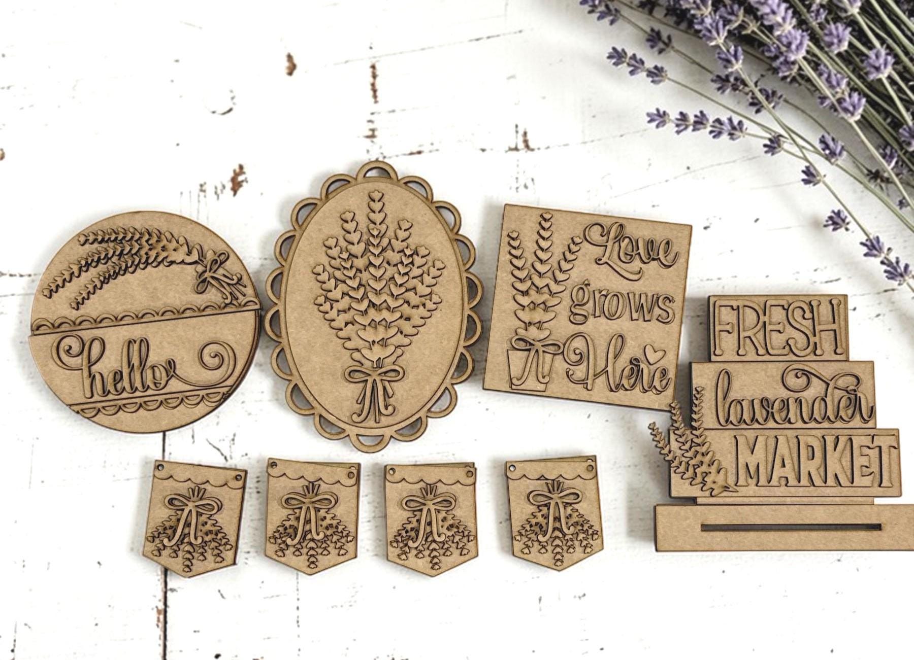 DIY Lavender Tiered Tray, Unfinished Spring Tiered Tray, Kitchen Decor, Mantle Decor