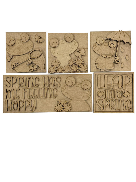 DIY Spring Frog Squares, Frog Spring Ladder inserts, Ladder Inserts DIY, 4.25" Squares for inserts, ladder inserts, Frog and butterflies