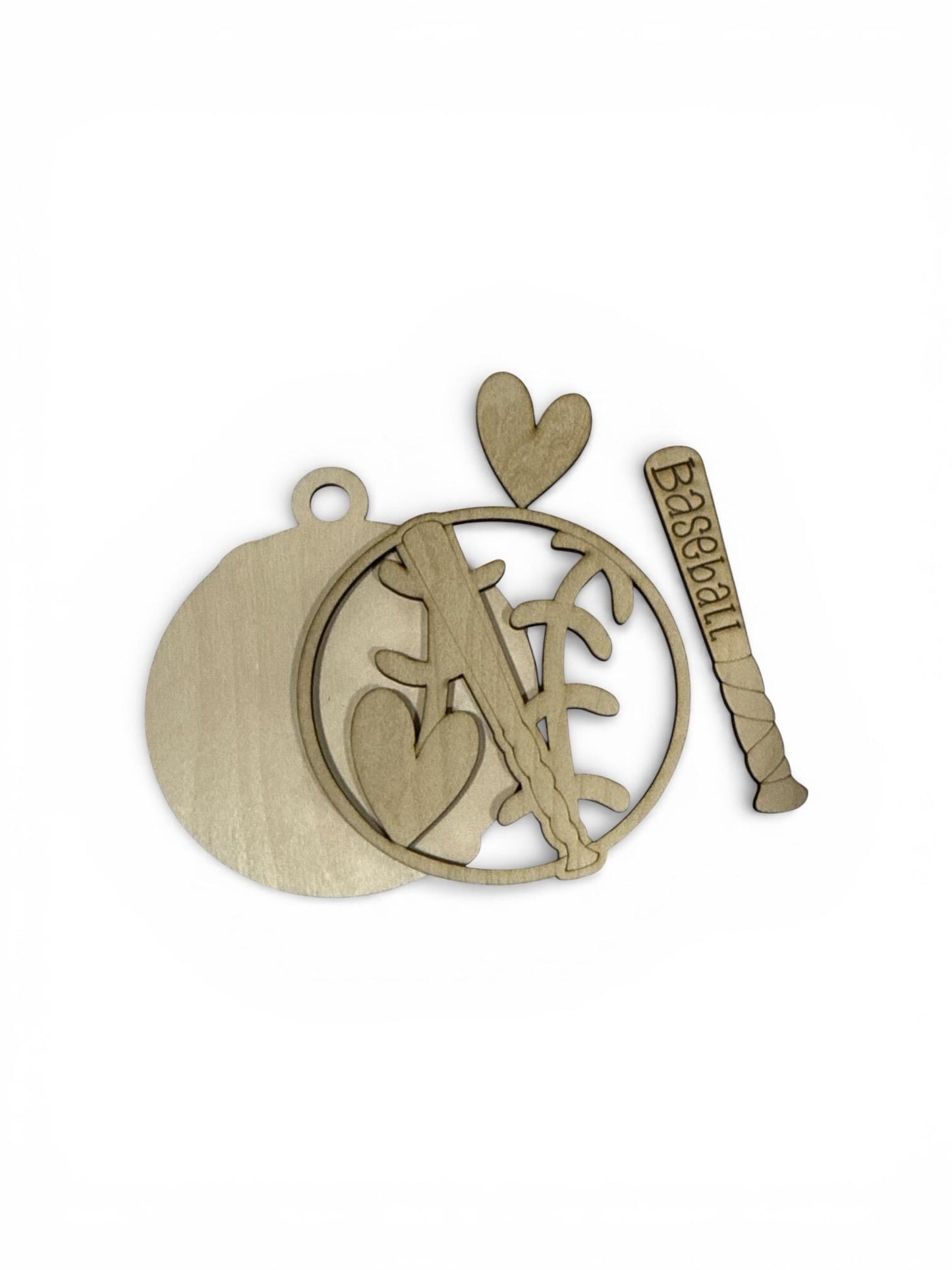 DIY Baseball Ornament, Softball, Car Charm, Unfinished Wood, 3D, sports ornament