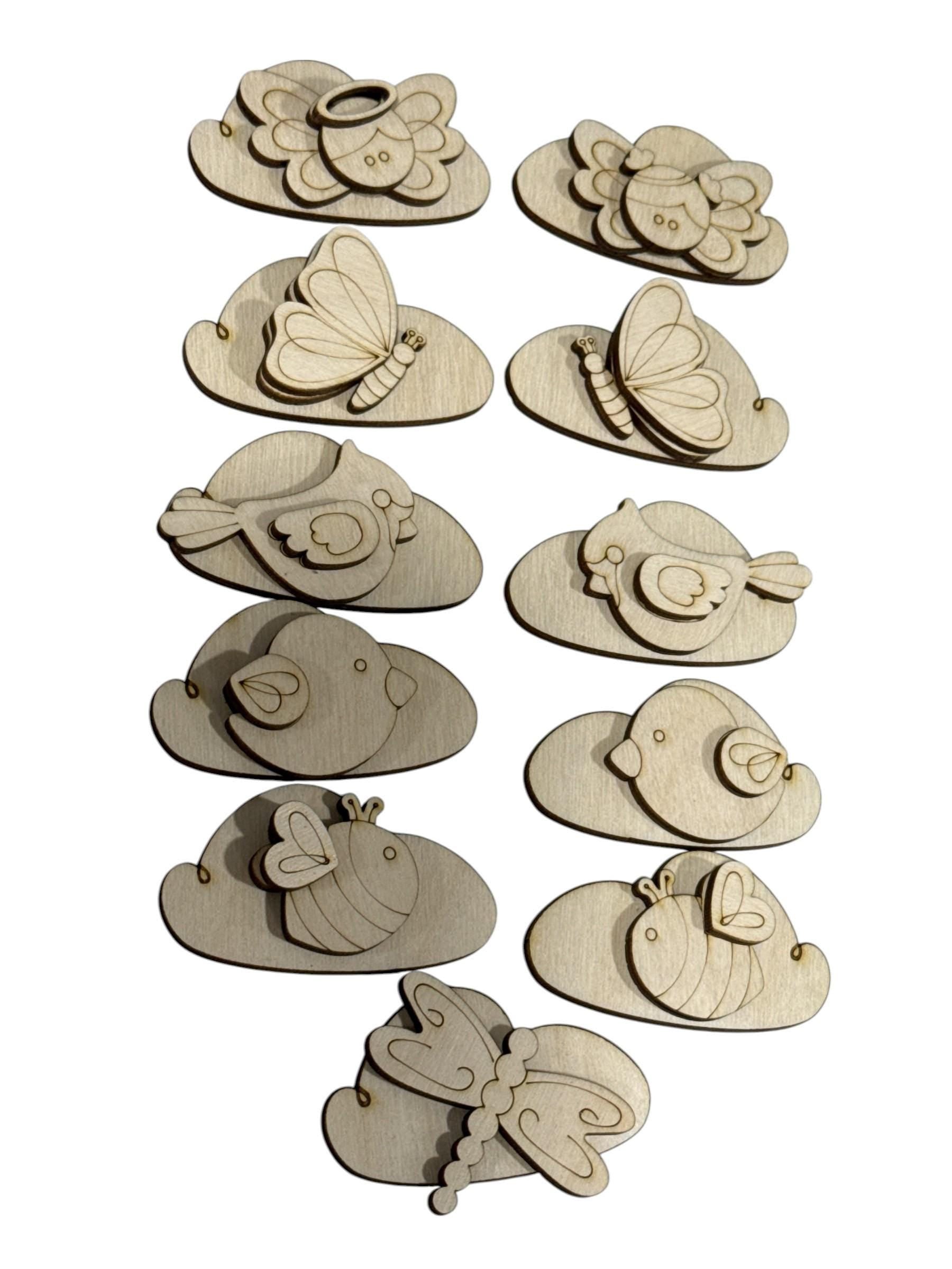 DIY Visitors From Heaven Hair Blank Hair Clip Pieces, Wood is Ready to Paint, Children, Toddler Clips, Angels, Cardinals, Birds