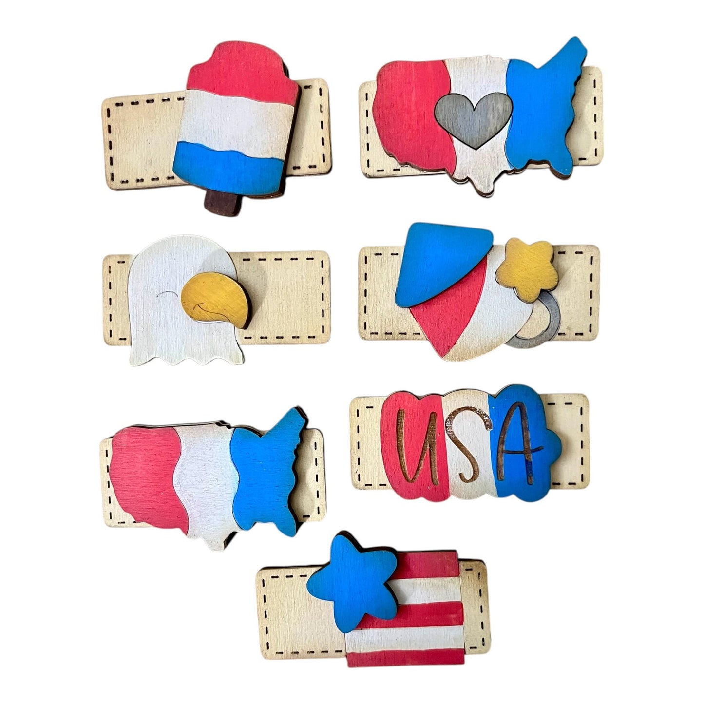DIY Single 4th of July Kids Hair Blank Hair Clip Pieces, Wood is Ready to Paint, Memorial, Flag, Children, Toddler Clips, USA