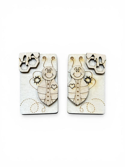 DIY Bumble Bee Wood Laser Blank Hair Clip 2", Unfinished Hair Clip, Wood is Ready to Paint, Laser Cut, Bee unfinished Claw Clip 2"