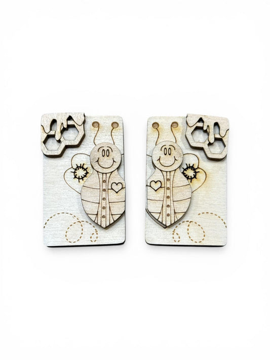 DIY Bumble Bee Wood Laser Blank Hair Clip 2", Unfinished Hair Clip, Wood is Ready to Paint, Laser Cut, Bee unfinished Claw Clip 2"