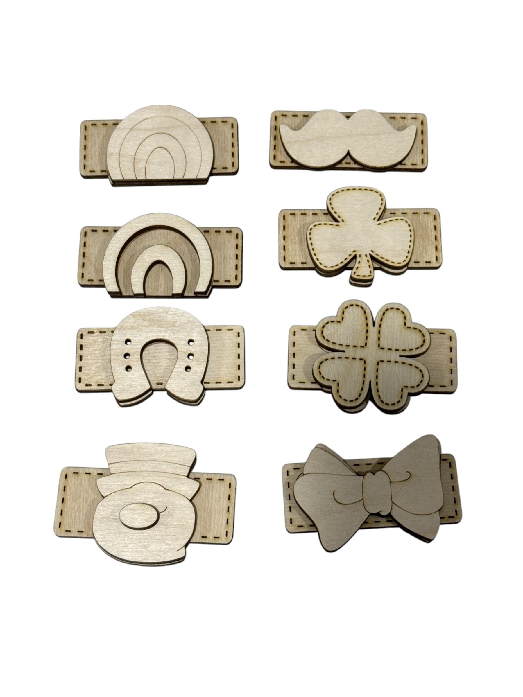 DIY St. Patrick's Kids Hair Blank Hair Clip Pieces, Wood is Ready to Paint, Toddler, Clover, St. Patrick's