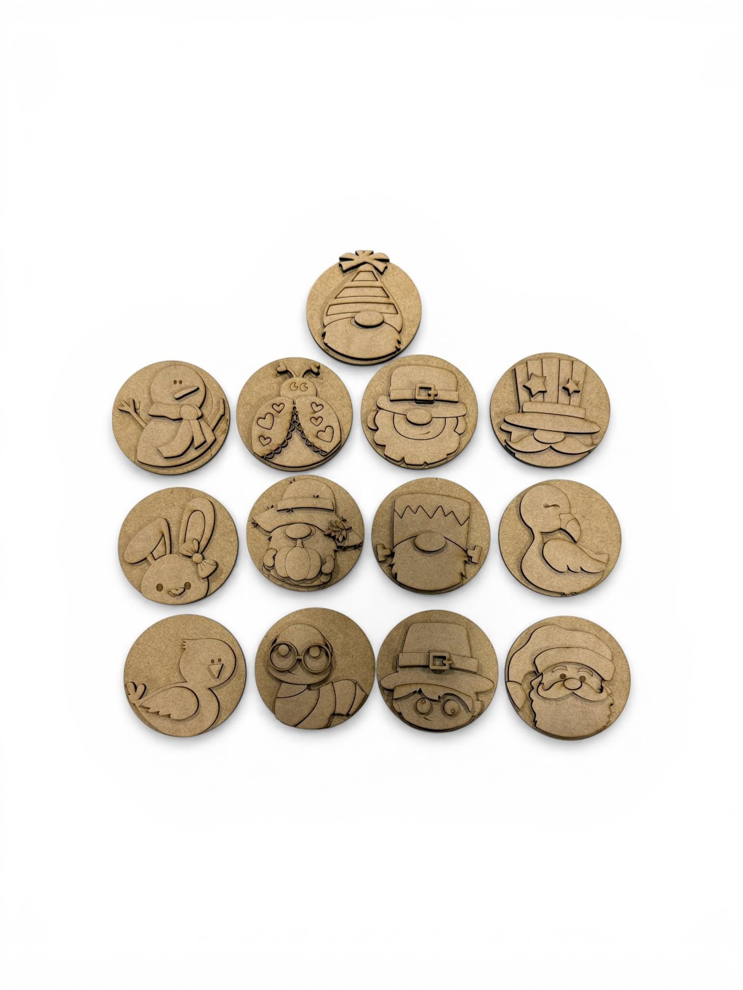 DIY Bundle 12 of Seasonal Interchangeable Rounds DIY Bundle: Unfinished Wood Sign Add-Ons, 3" or 6" Rounds for Seasonal Inserts