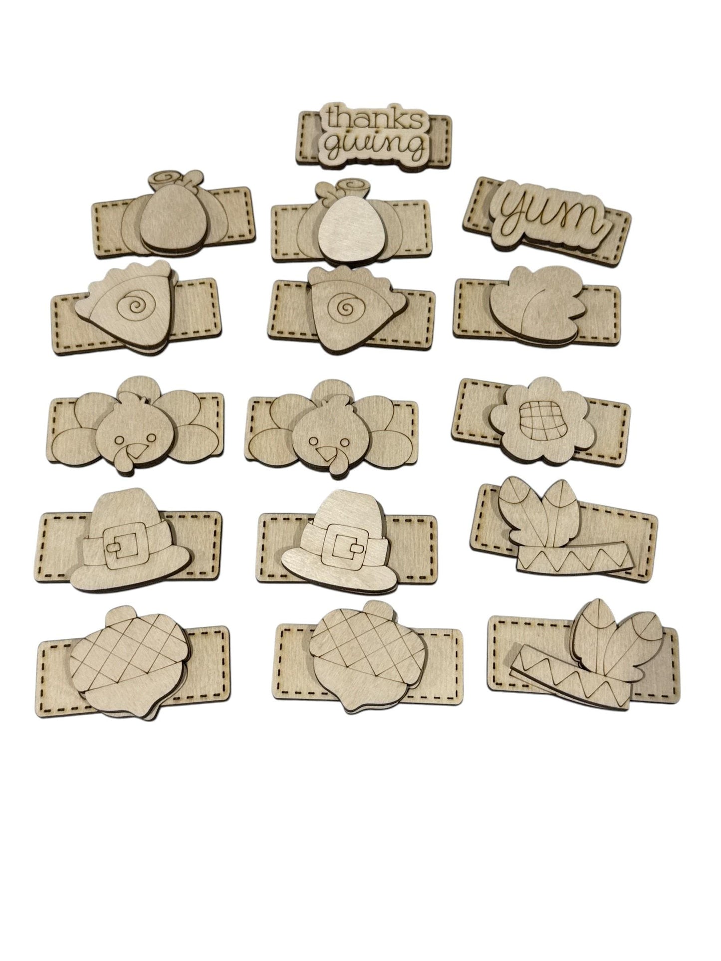 DIY Thanksgiving Hair Blank Hair Clip Pieces, Wood is Ready to Paint, Girl, Children, Pie, Turkey, Holiday